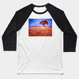 Solitude Red Tree Landscape Baseball T-Shirt